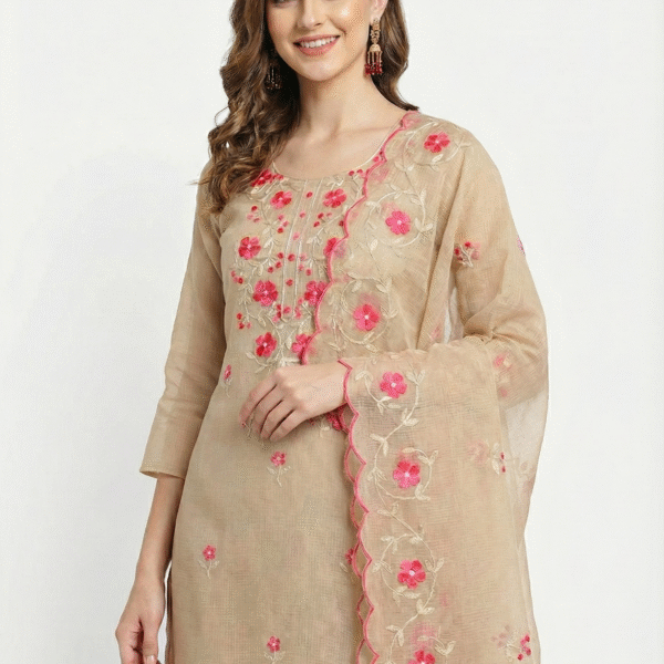 Kota Doriya AARI Embroidery Suit