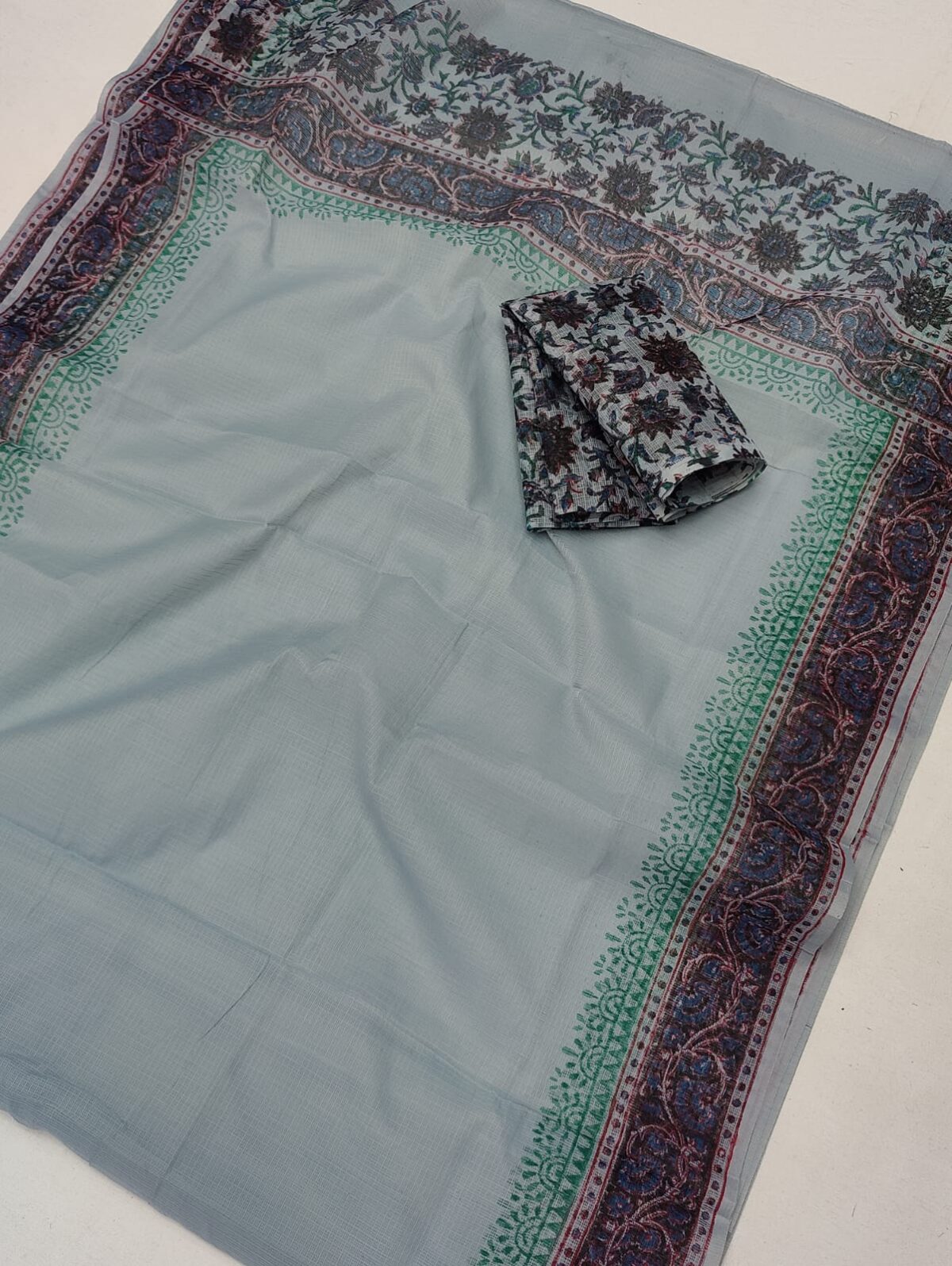 Kota Doriya Hand Block Print Saree - Image 1