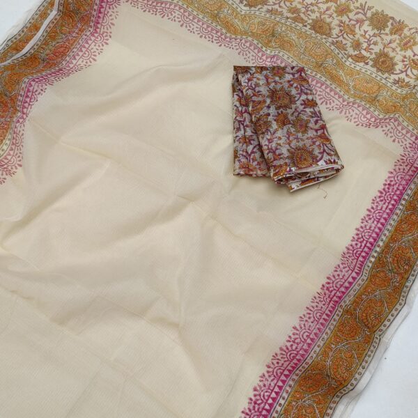 Kota Doriya Hand Block Print Saree