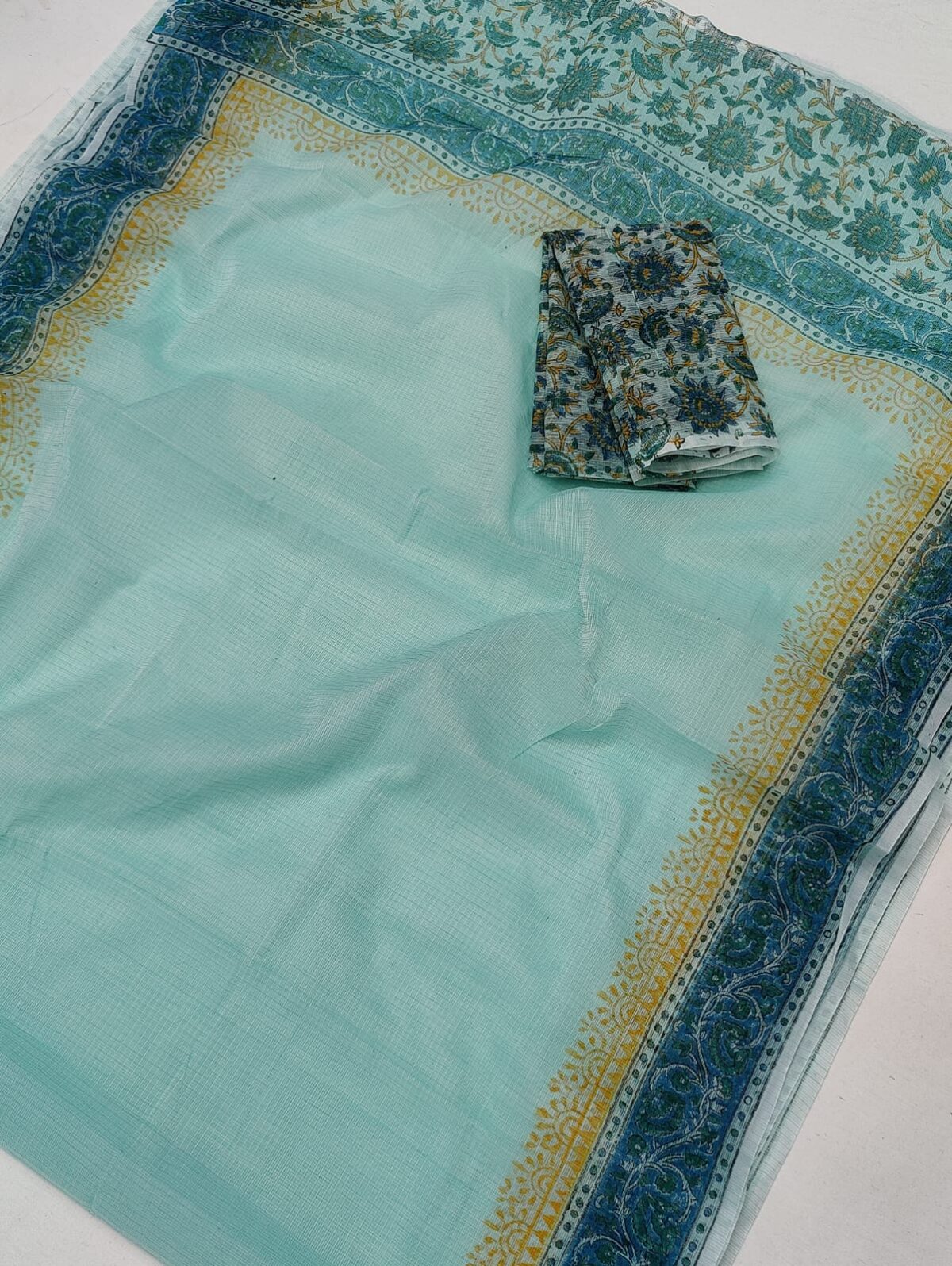 Kota Doriya Hand Block Print Saree - Image 1