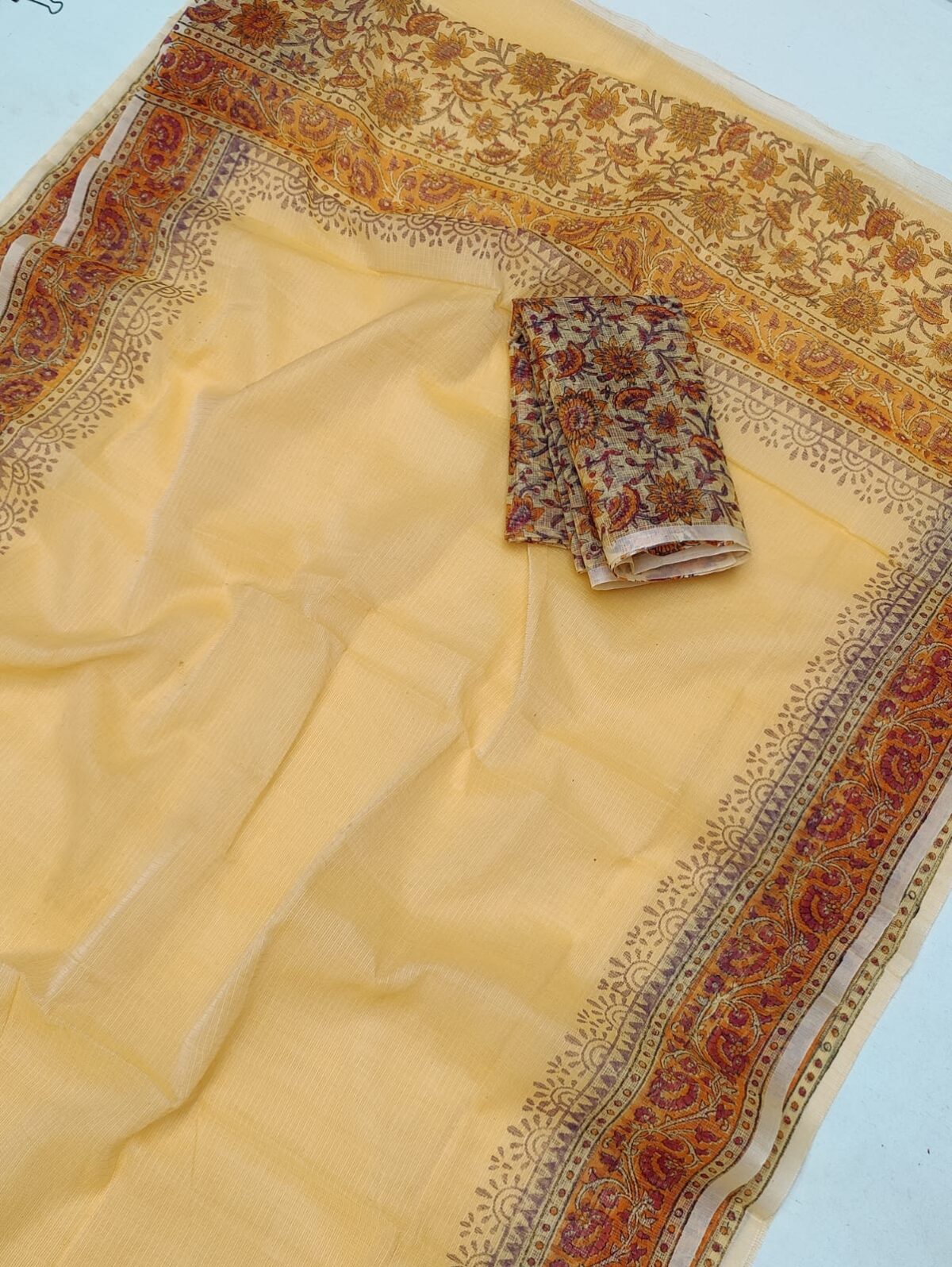 Kota Doriya Hand Block Print Saree - Image 1