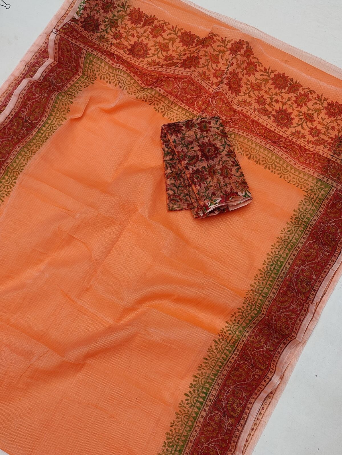 Kota Doriya Hand Block Print Saree - Image 1