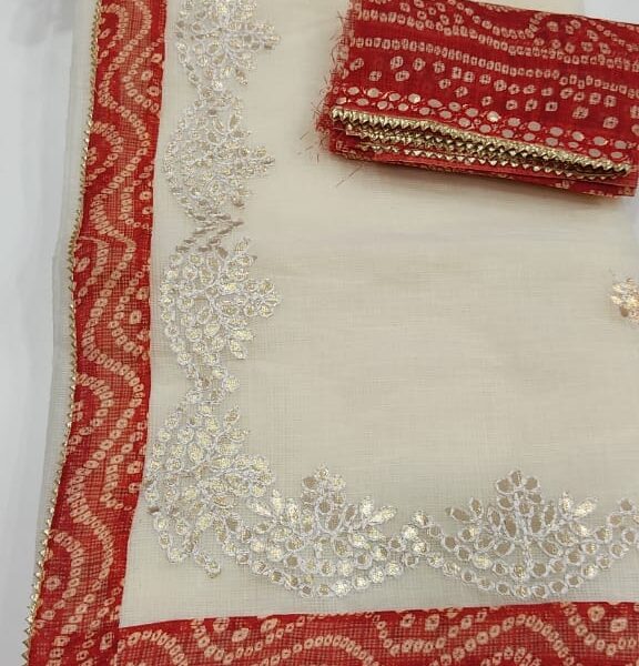 Kota Doriya Gotta Patti Saree With Bandhej Border