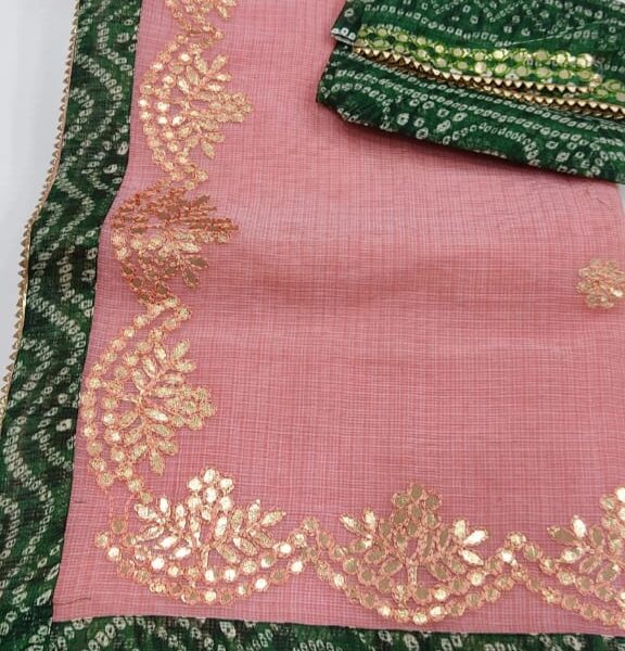 Kota Doriya Gotta Patti Saree With Bandhej Border