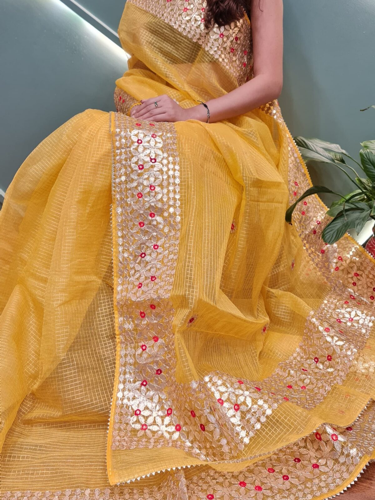 Kota Doriya Gotta Patti Saree With Jugnu Checks - Image 1