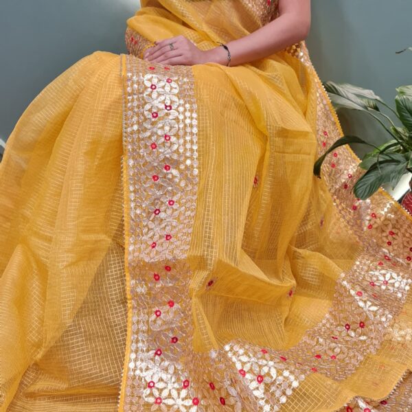 Kota Doriya Gotta Patti Saree With Jugnu Checks