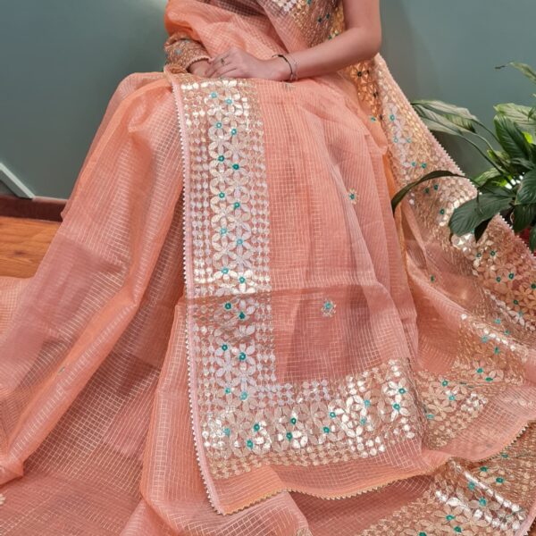 Kota Doriya Gotta Patti Saree With Jugnu Checks