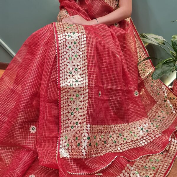Kota Doriya Gotta Patti Saree With Jugnu Checks