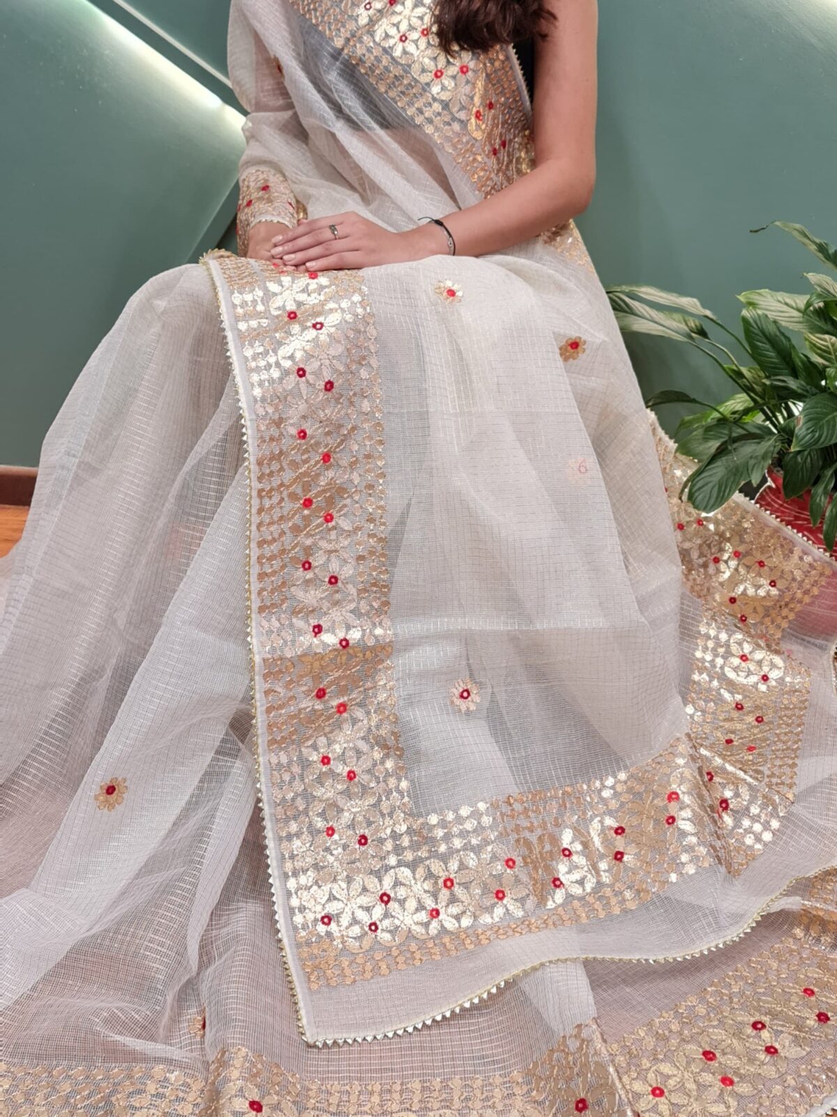 Kota Doriya Gotta Patti Saree With Jugnu Checks - Image 1