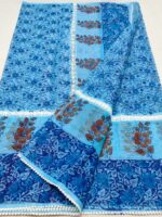 Kota Doriya Crochet Lace Saree with Block Print