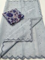 Kota Doriya Mirror Work Saree with Embroidery Cutwork Border