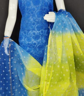 Kota Doriya Chichkenkari Bandhej Suit