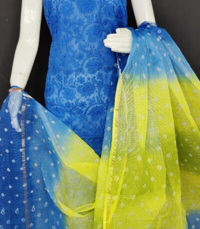 Kota Doriya Chichkenkari Bandhej Suit