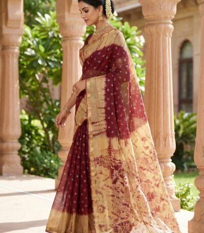 Kota Doria Bandhani Saree