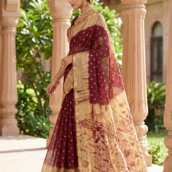 Kota Doria Bandhani Saree