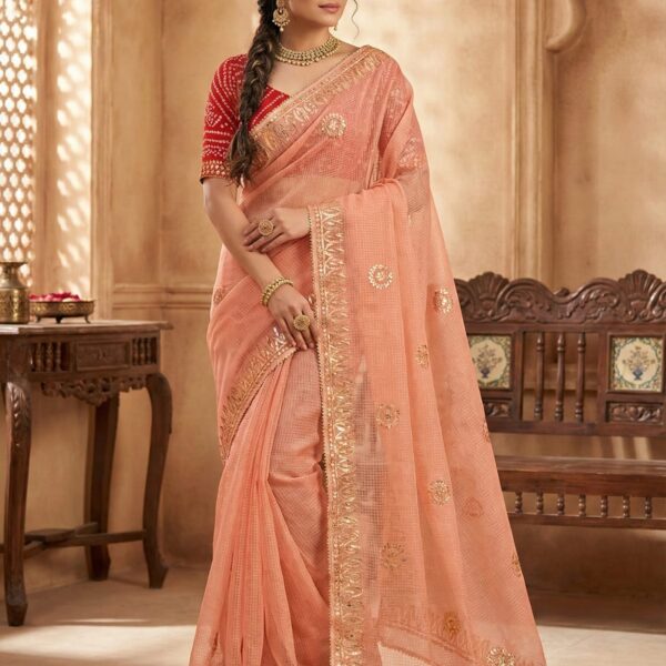 Kota Doria Tissue Gotta Saree