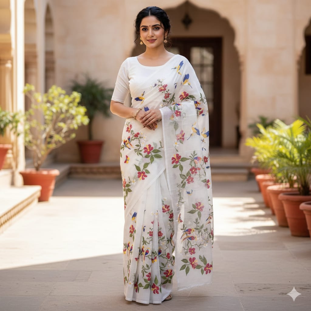 Kota Doriya Embroidery Jaal Saree Kota Doriya Embroidery Jaal Saree