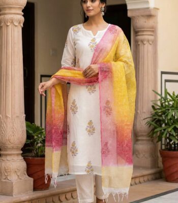 Kota Doriya Hand Block Print Suit