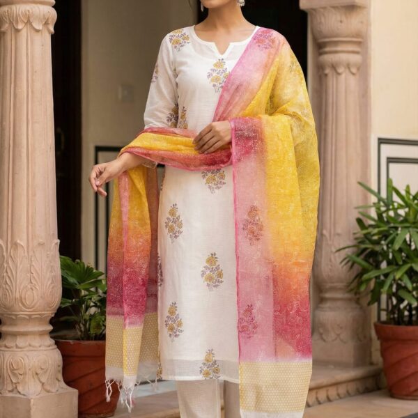 Kota Doriya Hand Block Print Suit